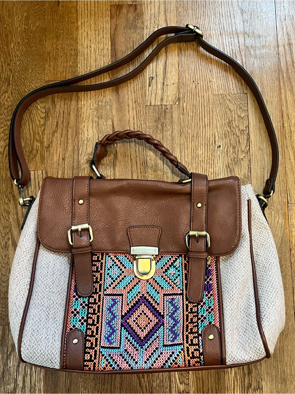 Harlow Aztec Embroidered Satchel brand Jen & Co Braided Western Boho